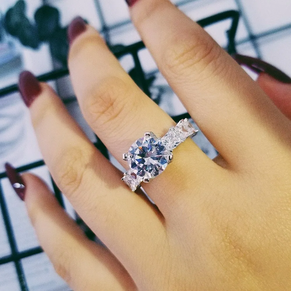 2018 NOUVEAU Design 925 en argent sterling mode luxe bague de mariage bague de fiançailles bijoux entiers 2521