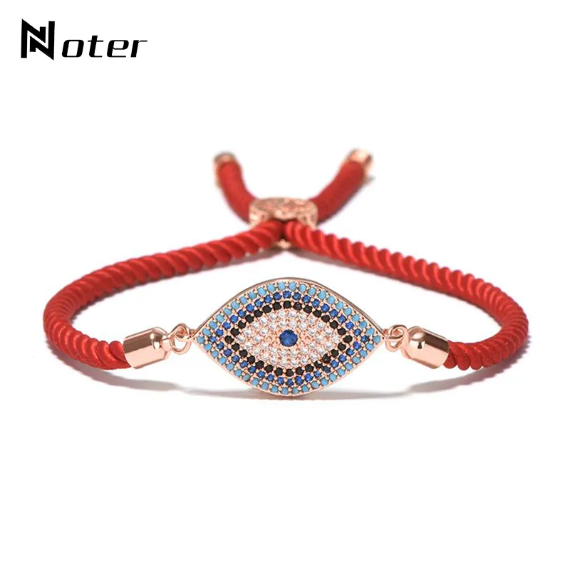 Bracelet à la mode en Micro cristal mauvais œil, breloque en fil rouge, chaîne en corde tressée, Bracelet ethnique réglable pour femmes, bijoux porte-bonheur en turquie, cadeau