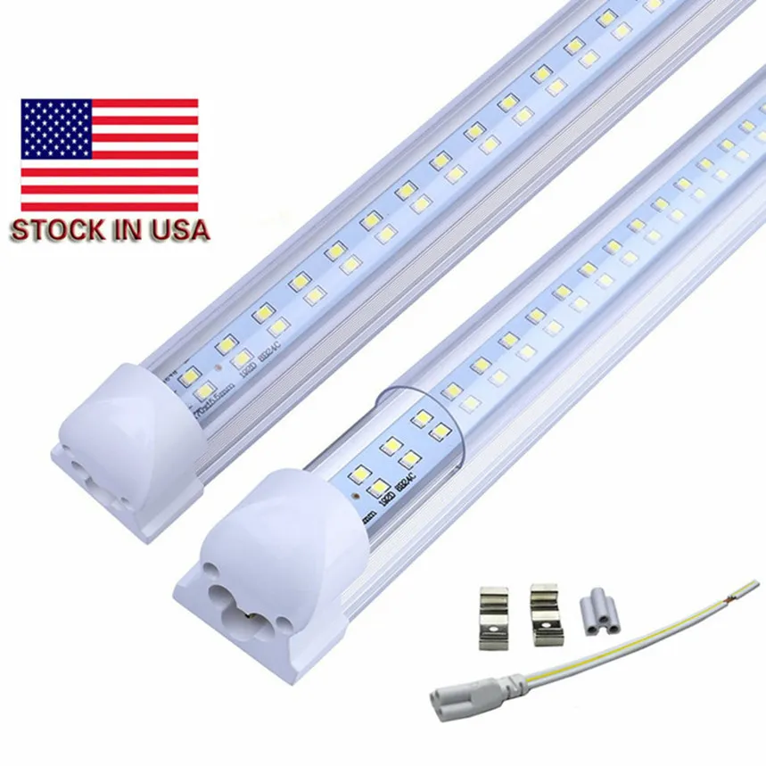 4FT 8FT 28W / 72W مصباح أنبوبي LED T8 صف مزدوج متكامل 7200LM SMD2835 1.2 متر 2.4 متر LED تركيبات إضاءة فلورية