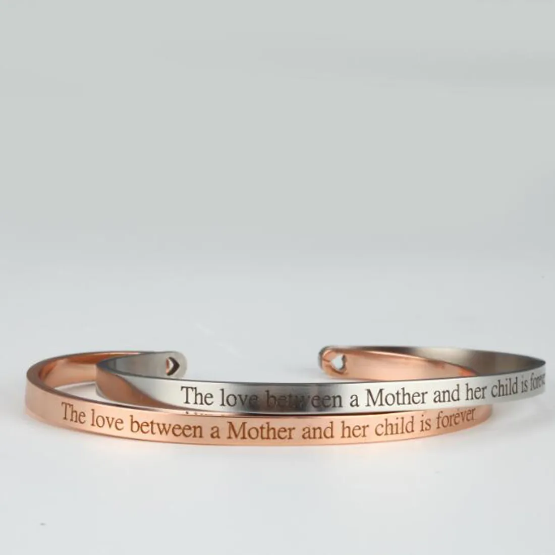 Bracelete de ouro rosa e prata fina Presente "O amor entre uma avó e uma neta é para sempre" Mensagem Pulseira de punho