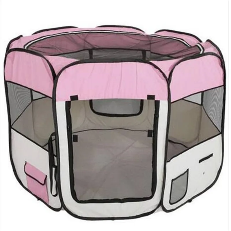 2018 Partihandel 57 tum bärbar vikbar 600d Oxford Cloth Mesh Pet PlayPen Staket med åtta paneler 59cm 94cm hund resa utomhus