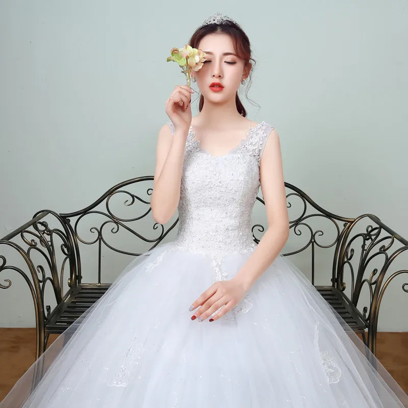 Offre spéciale élégante princesse dentelle Appliques printemps Smiple robes de mariée 2018 nouveau Style coréen robes de mariée vestidos de noiva
