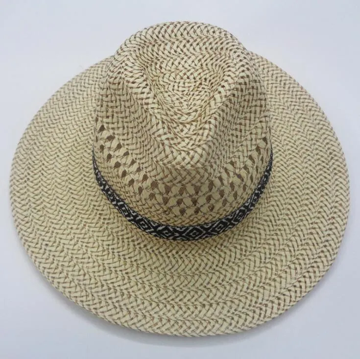 Wholesale Gentlemanlike Men Straw Fedora Hats Western American Mens Casual  Sun Hat Nice Beach Hats Multi Style Free Ship