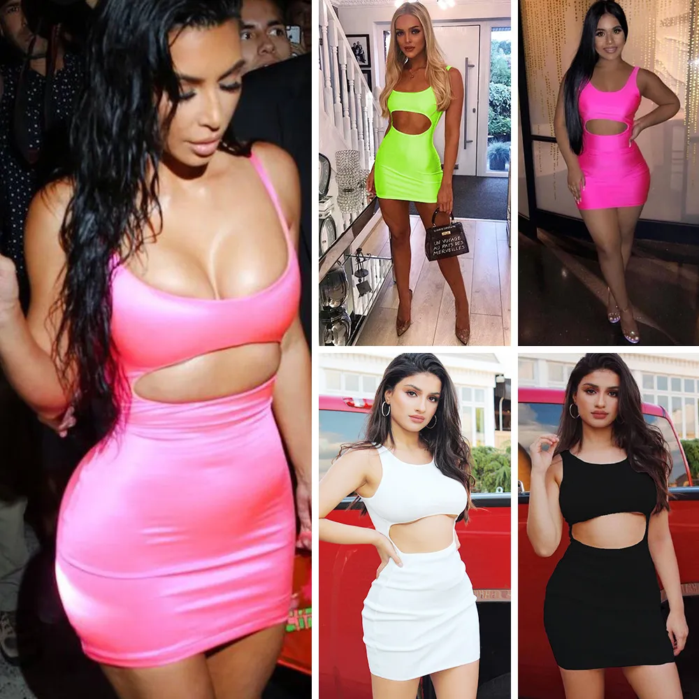 Minivestidos sexys para club nocturno para mujer, vestidos de fiesta sin mangas con cuello profundo y espalda descubierta, vestidos ajustados ajustados, ropa de mujer, cintura imperio ahuecada