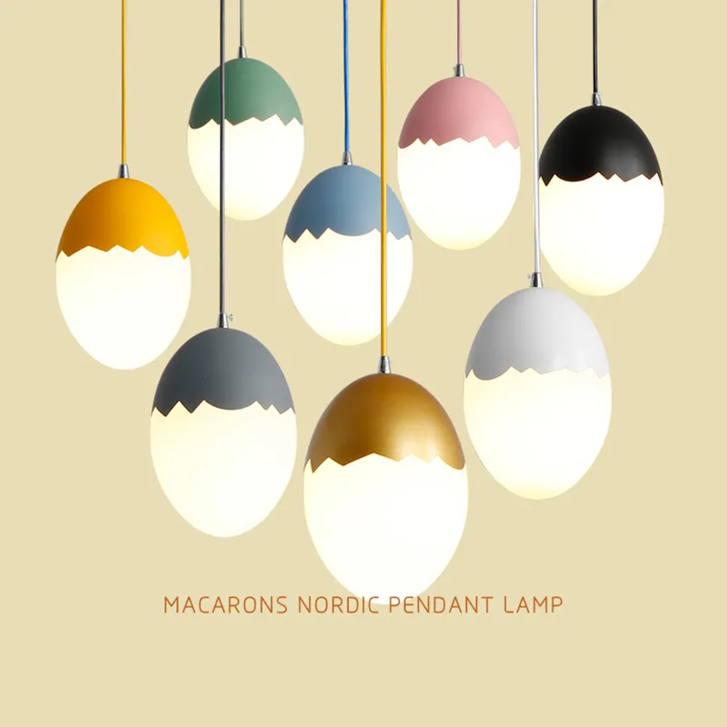 Lampade a sospensione a LED a forma di uovo creativo colorato macaron droplight rosa blu giallo verde oro bianco colore amore camera dei bambini camera da letto ristorante luce