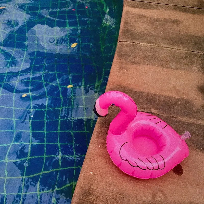 Ins pvc opblaasbare flamingo drankjes beker houder zwembad cartoon drijvers drijvende drank cup stand ring bar onderzetters kinderen bad speelgoed zwemmen