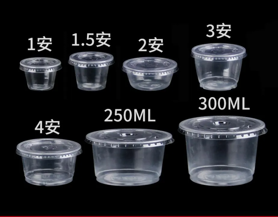 Disposable Plastic Portion Cups Souffle Cup with Lids Condiment Cup, Jello Shot 1oz 1.5oz 2oz 4oz