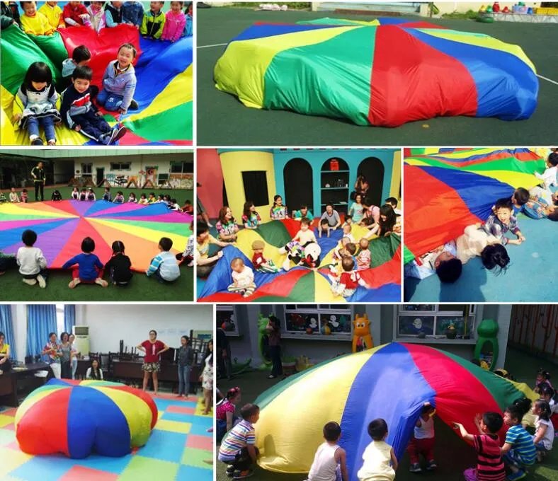 Barn Barn spelar fallsk￤rm Rainbow Paraply Parachute Toy Outdoor Game tr￤ning Sport ToyG Outerdoor Activity Toy 2M/3M/3,6m/4M/5M/6M