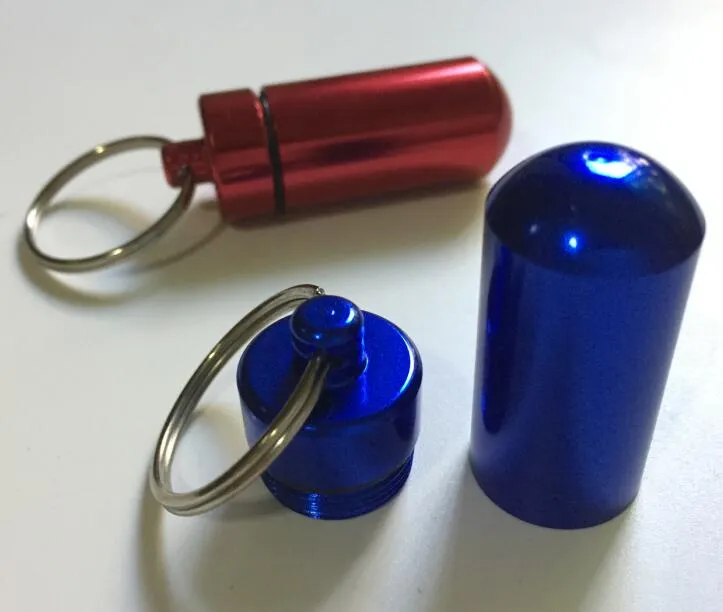 Porte-clés en aluminium, boîte à pilules étanche, conteneur de bouteille, porte-clés, pot de stockage 48mm 17mm, accessoires pour fumer, 9479589