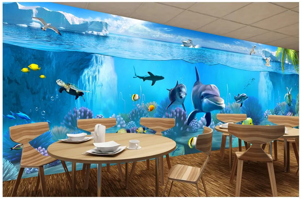 3d wallpaper foto personalizzata di seta Fantasy Underwater World Theme Pavilion Space Contesto 3d murales pareti 3 d tessuto di stampa