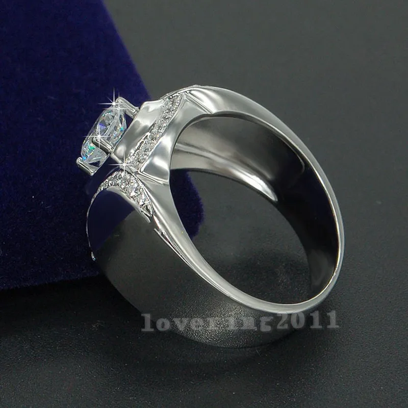 choucong Promise Jewelry Herrenring, 2 Karat Diamant, 925er Sterlingsilber, Verlobungsring, Ehering für Herren