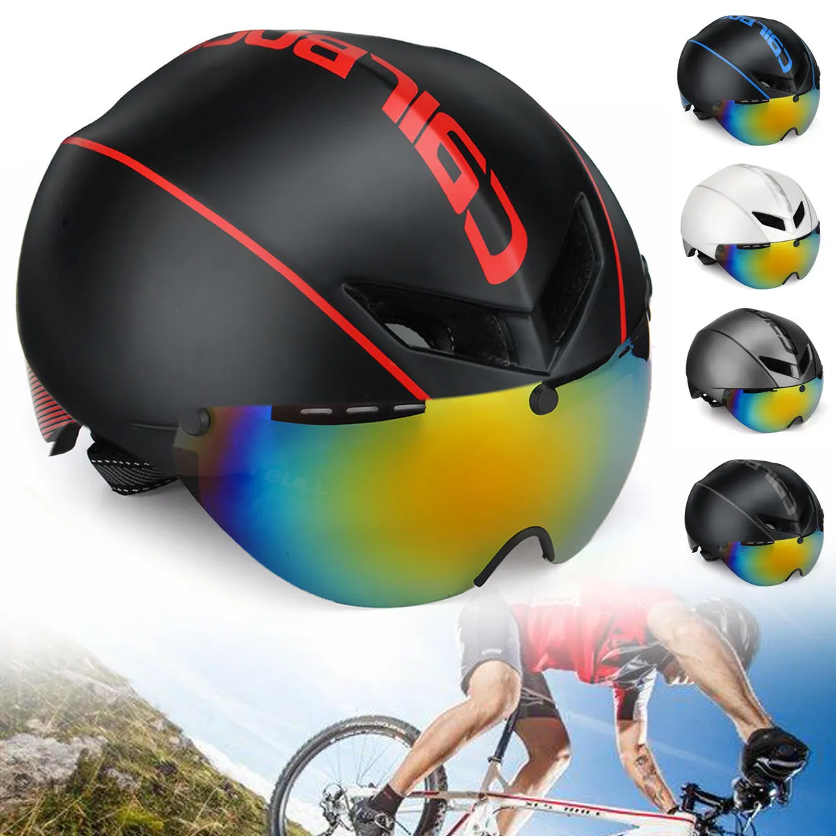 CAIRBULL AERO-R1 Route Vélo Casque De Vélo De Course Vélo Lunettes De Sécurité Casque Magnétique Lunettes De Soleil 3 Couleurs pour l'option