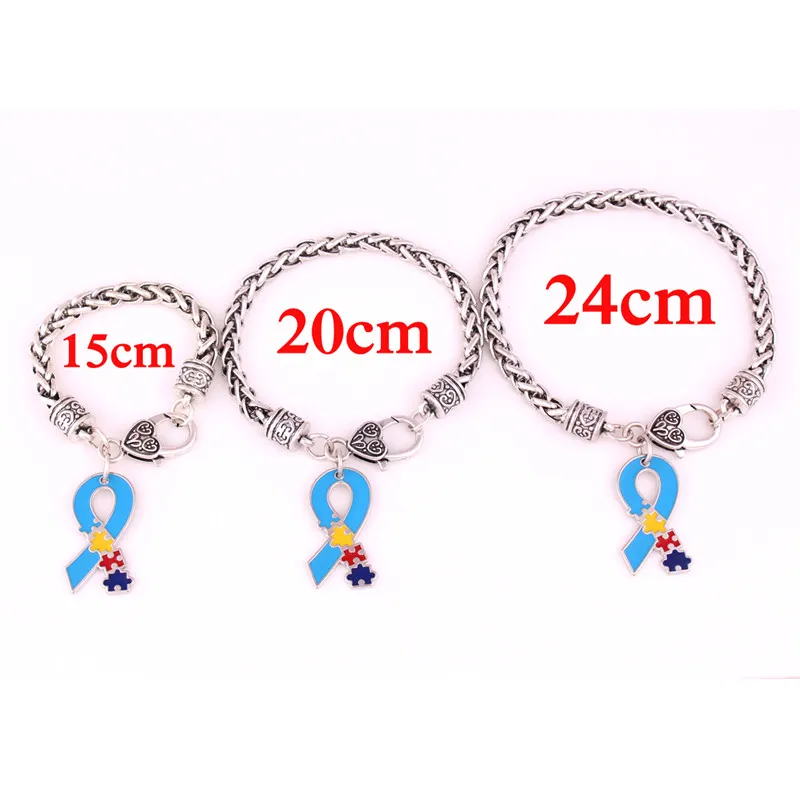 Klassieke sieraden unisex charme armband lint boog vorm autisme stijl mooi email patroon drie lengte ketting zinklegering dropshipping