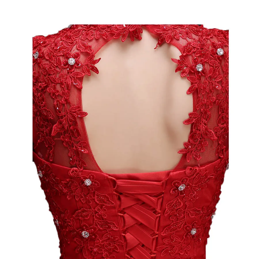 Fashion Red Wedding Dresses Ball Gown High Neck Wedding Gowns 2020 Cap ...