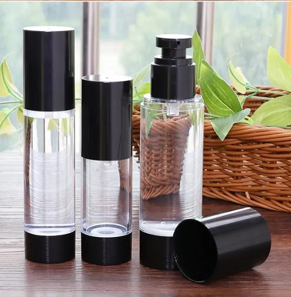 15 30 50 80 100 120ml Airless Pump Bottle Empty Travel Lotion Container Plastic Fine Mist Spray Bottles for Liquid foundation, Lotion, Essential oil, Shampoo