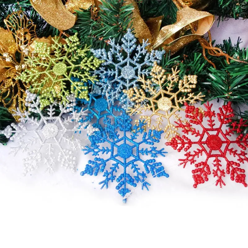 Snowflakes Christmas 10cm Plastic Glitter Fake Snow Ornaments Christmas Tree Pendant Party Christmas Decoration for Home