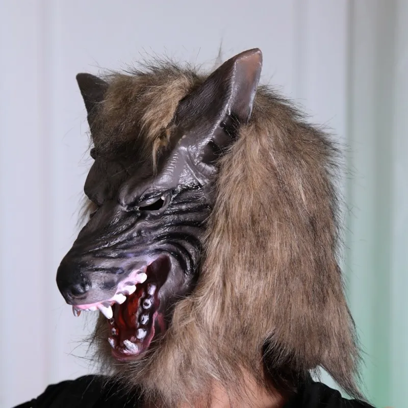 大人ユニセックスオオカミマスクシミュレーションハロウィーングローブヘッドギーパーティー小道具いたずらホラーコスプレ税関ゴムが怖い