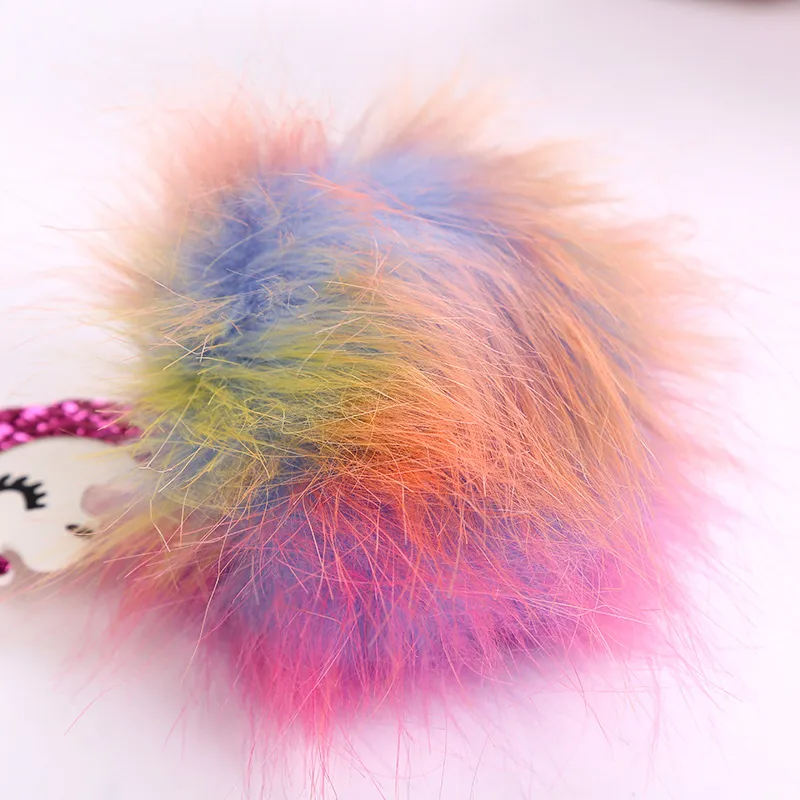 Popular Pegasus KeyChain Handbag Keyrings for Women Animal Fur Ball Key Chain Mix Colors Top Quality