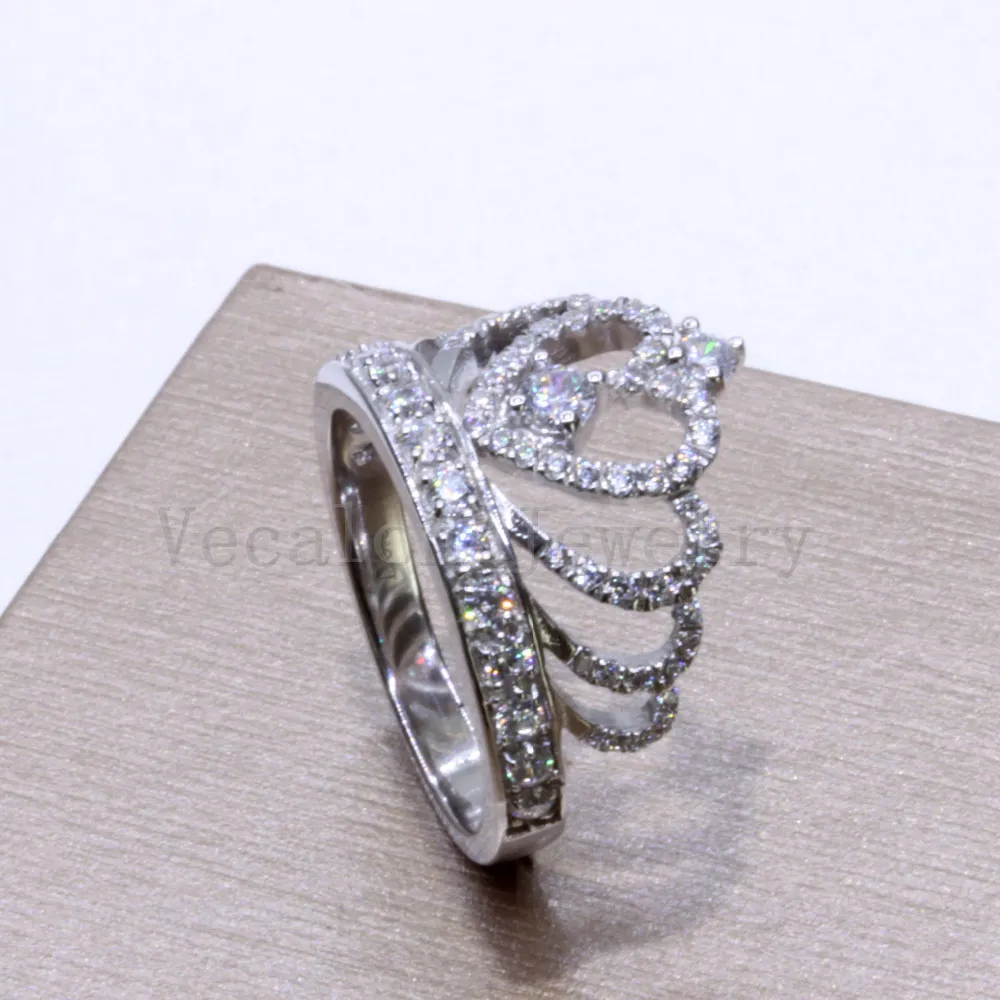 Vecalon 2018 Lovers Crown ring 5A Zircon Cz 925 Sterling Silver Filled Anello fedi nuziali donna uomo