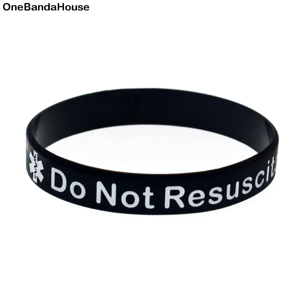 1PC Do Not Resuscitate Silicone Rubber Wristband Adult Size A Great Message to Carry In Case Emergency