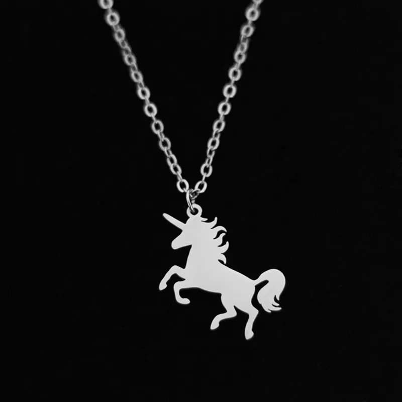 Licorne Pendentif Collier Cheval Pégase En Acier Inoxydable Or Pour Petite Amie Saint Valentin Femmes Hommes Cadeau Charme Enfants Bijoux