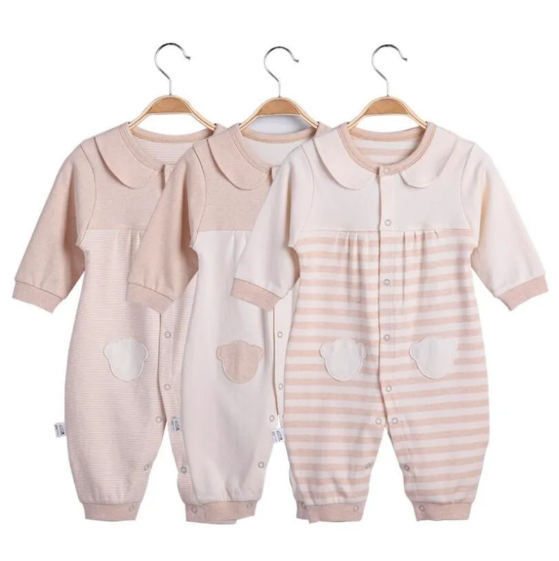 Baby Fashion Newborn Baby Girl Boys Long-Sleeve Bear Printed Spring Autumn Infant Jumpsuit Body Rompers Outfits Clothes