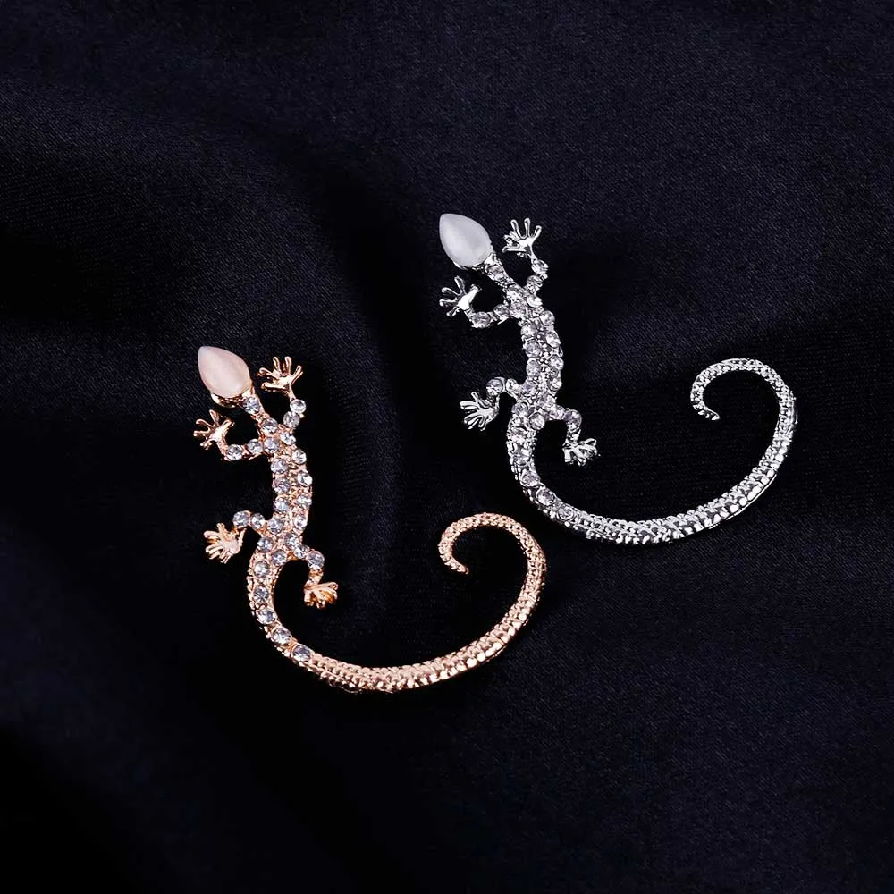 Nowe akcesoria mody Rhinestone Ear Mankiet Kolczyki Eleganckie przesadne Gekkonidae Lizard Stud Colring6446511