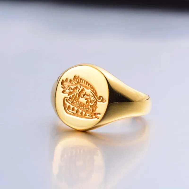 Kingsman The Secret Service Anelli con sigillo personalizzato per uomo Donna Gioielli in argento sterling 925 color oro Personalizza Incisione gratuita S18101002