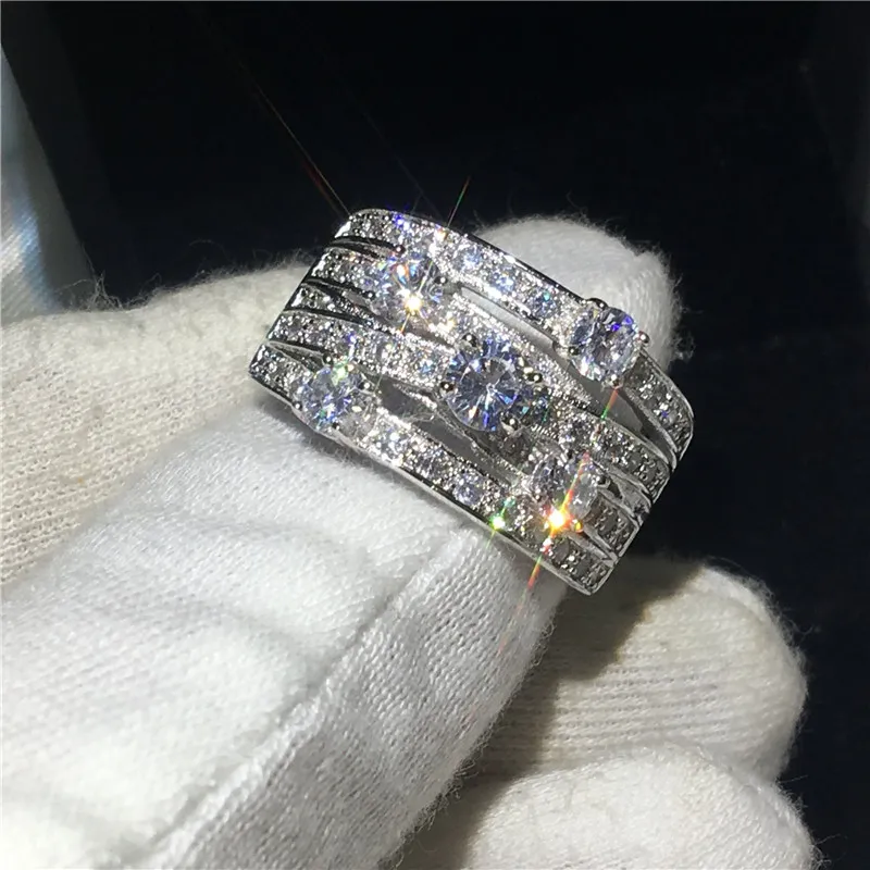 Bijoux Vintage 5A zircon Cz bague 925 Sterling Silver bague de fiançailles bagues pour femmes hommes Bijoux