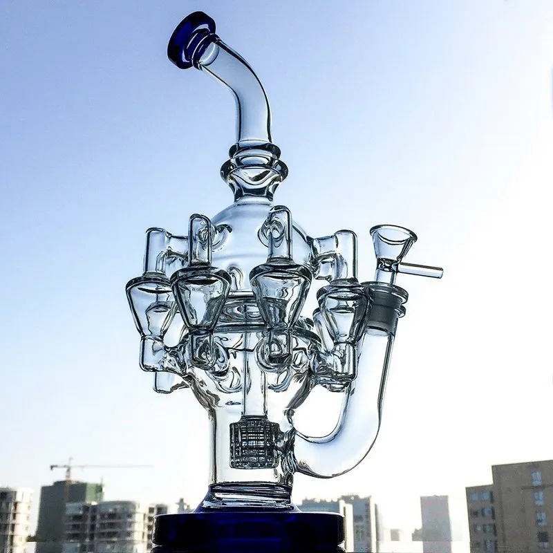 30 cm de altura Reciclador Bong Pipa de agua Pipas de agua para fumar con 14 mm Cuarzo Banger Carb Cap Matrix Perc Octopus Arms Bongs de vidrio OA01-2