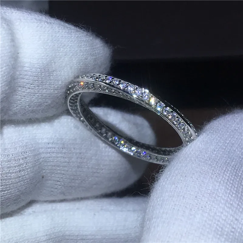 Krzyż Miłośnicy biżuterii 925 Sterling Silver Ring Pave Otoczenie 5A Cyrkon CZ Kamień Zaręczyny Zespół Ślubny Pierścienie Dla Kobiet Bridal