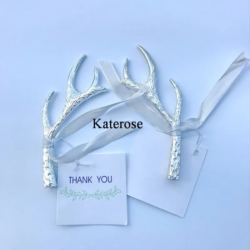 2018 Silver Antler Bottle Opener Favoriter För Bröllop Bridal Shower Gäster Retur Gifts