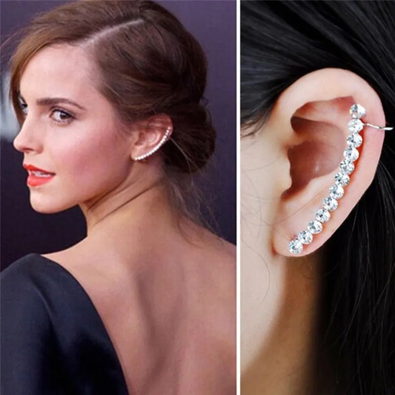 Gloednieuwe Rhinestone Crystal Full Tragus oor manchet persoonlijkheid punk wrap clip oorbellen voor vrouwen oor piercing sieraden