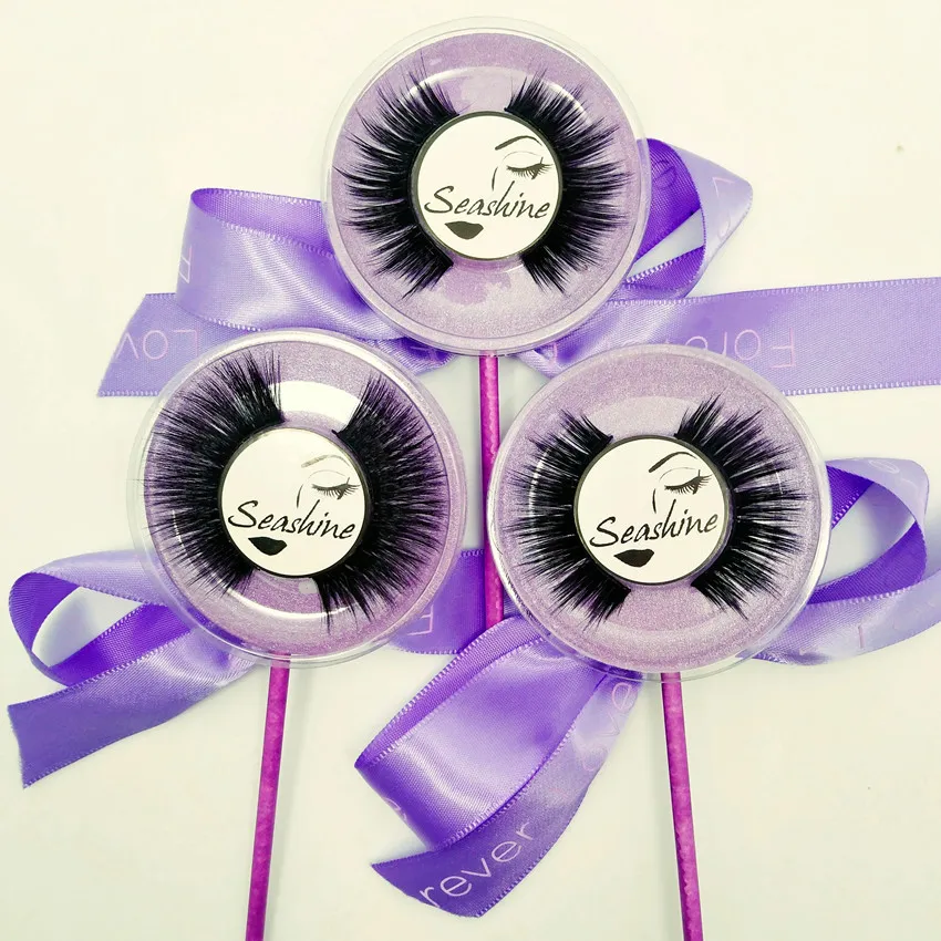 Wholesale-3D Mink Charming Black False Lollipop Eyelashes Eye Lash Sticker Car Headlight Decoration Funny Full Strip eyelashes