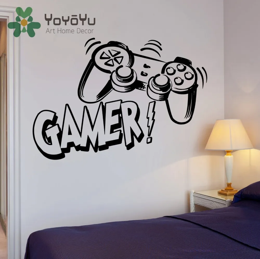 Vinyl Wall Decal Playroom Gamer Joystick Video Games Stickers Mural 22 in x  35 in gz242