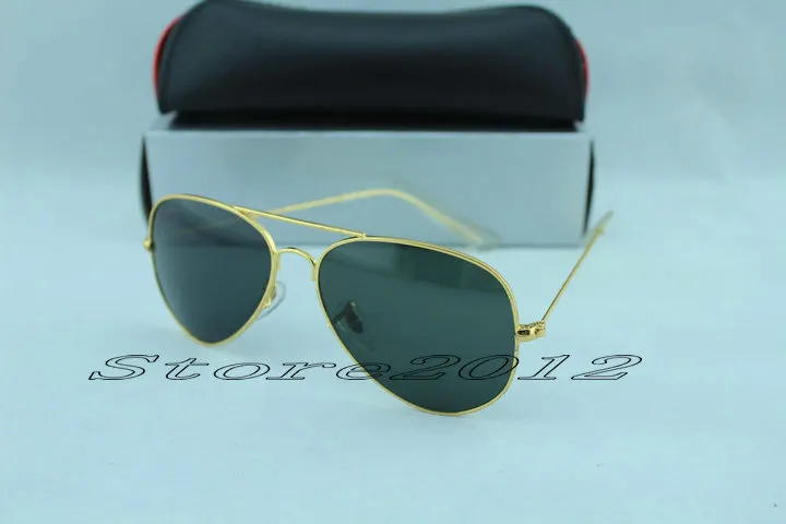 Дизайнерские классические солнцезащитные очки Мужские женские солнцезащитные очки Золотая оправа Коричневые 58 мм Стеклянные линзы Большие металлические 7048898
