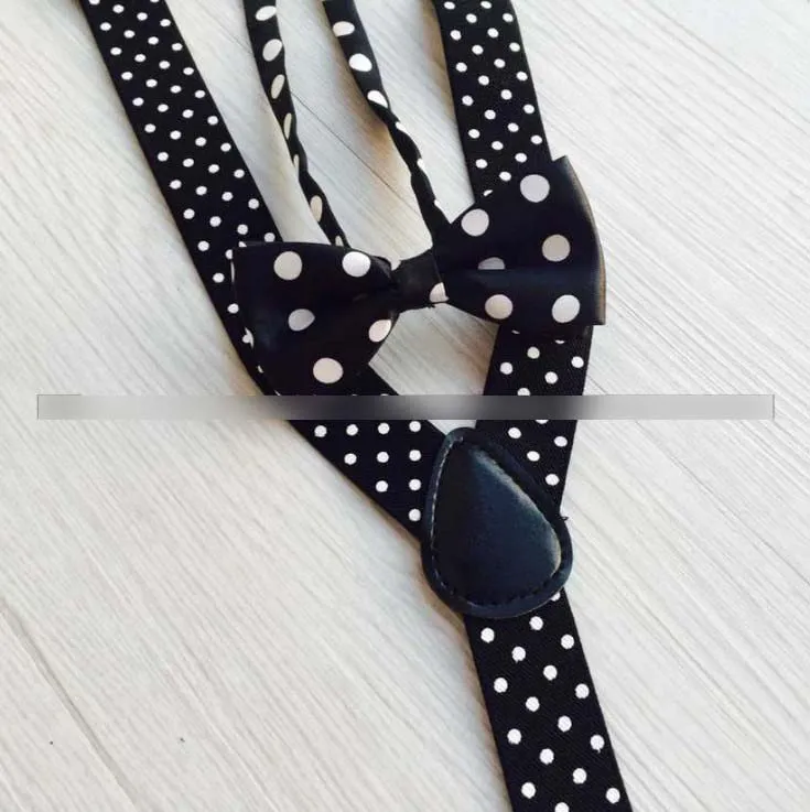 Barn prickar suspenders sätter mode polka dot slips elastiska baby pojkar axelbälte gentleman stil prestanda suspenders c3244