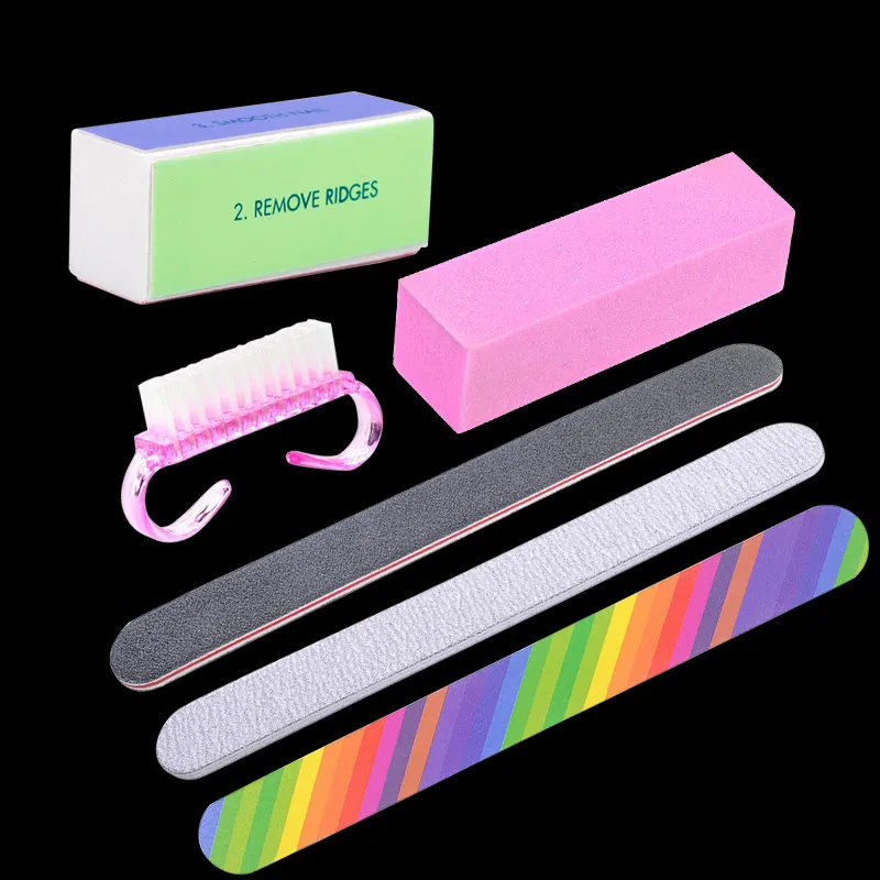 Nail File Manicure Set Polish Strip Tools Durable Buffing Grit Sand Fing UV Gel Nails Art Buffers Sanding Cleaning Brushes Kit