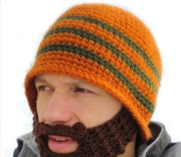 Knit Winter Hat Beanie with Detachable Mustache Unisex Holiday Gift Embroidered Mustache Beanie: Unisex Knit Cuffed Winter Hat  main image 4
