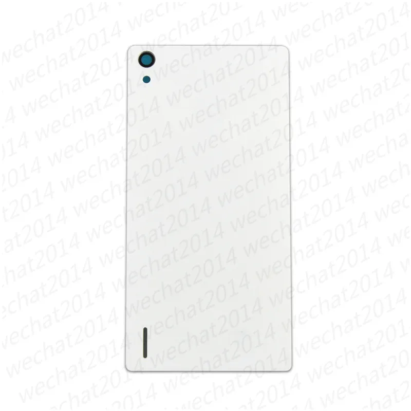 New Back Glass Cover Battery Habitação de porta com adesivo + Lente de câmera + malha de alto-falante para Huawei Ascend P7