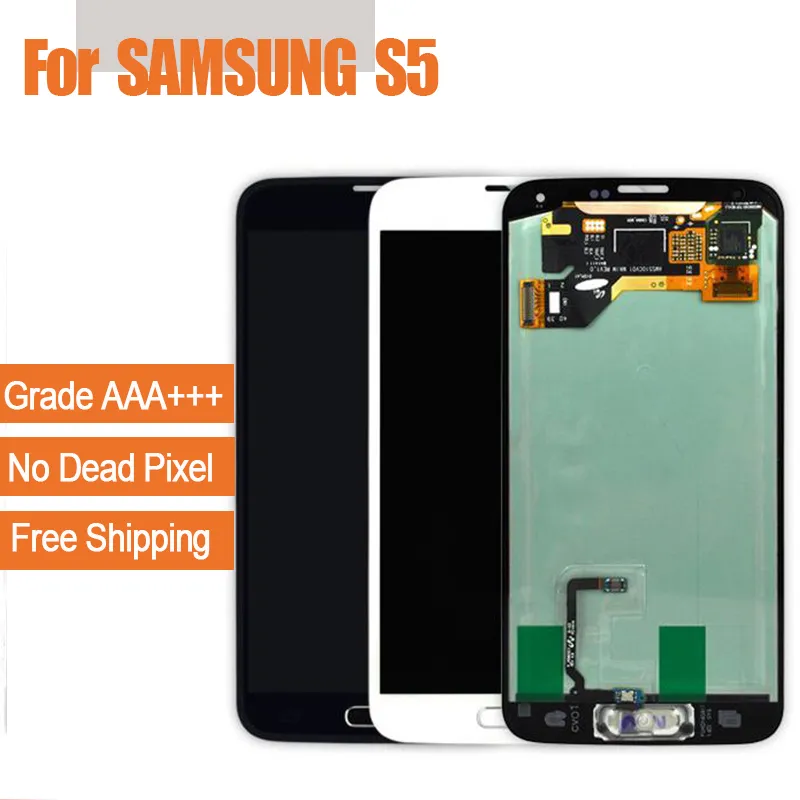 Per Samsung Galaxy S5 I9600 G900F G900H G900m G900 G900 G900 Bianco nero Touch LCD schermo Display Digitizer Sostituzione Spedizione gratuita