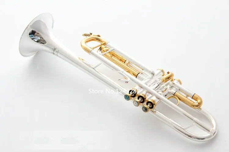 Messing Trompet verzilverd GOUD SLEUTEL LT180S-72 Platte Bb Professionele Trompet bel Top Superieure kwaliteit muziekinstrumenten