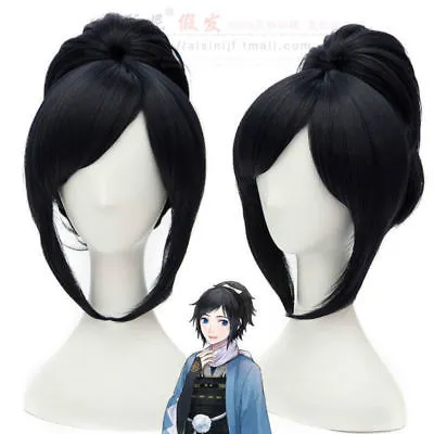 Krótki czarny czarny cosplay syntetycznych peruk włosów