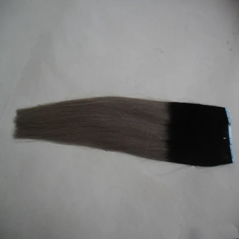 تطبيق الشريط لاصق لحمة الشعر T1B / رمادي أومبير الشعر البشري مستقيم 100 جرام 40 قطع الشريط في ملحقات الشعر البشري