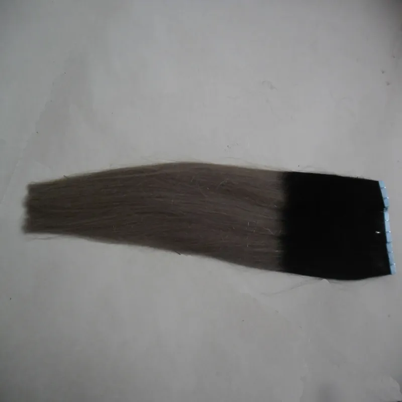 Apply Tape Adhesive Skin Weft Hair T1B/grey ombre human hair Straight 100g tape in human hair extensions