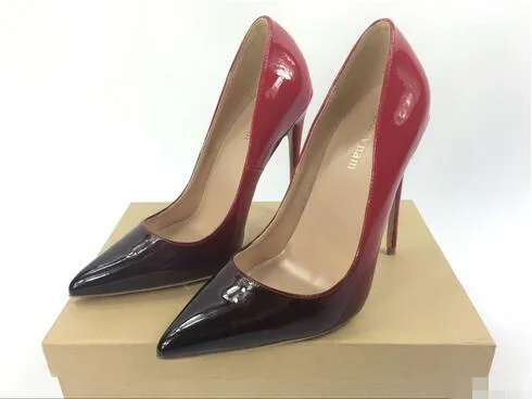 Moda 2018 pompa Rugan Pigalle Topuklu KADıNLAR düğün ayakkabı sivri burun ince topuklu seksi kadın kırmızı Siyah, yüksek topuklu Mor, o