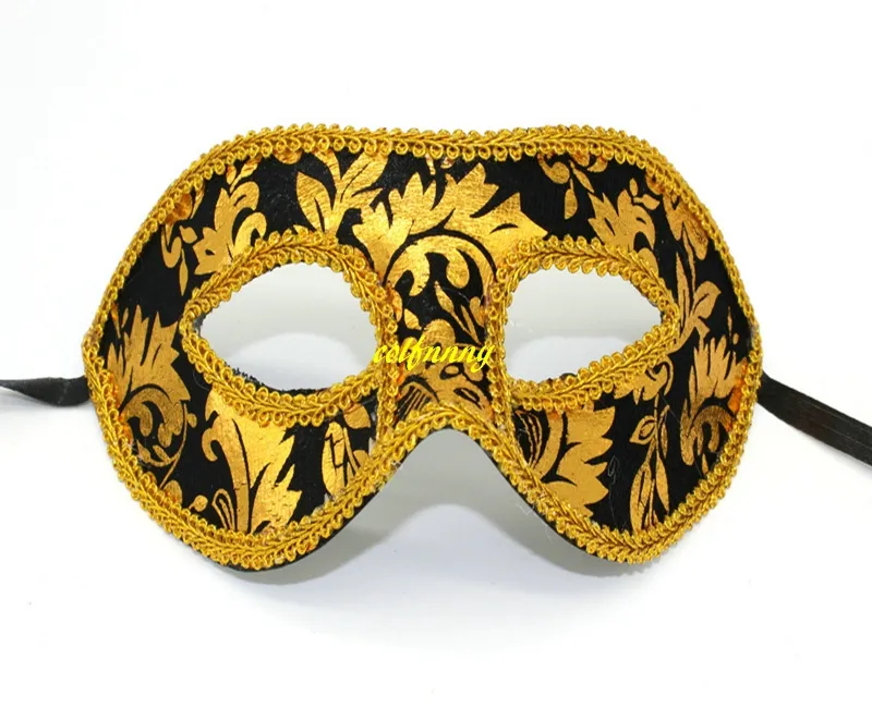 100 stks / partij Snelle verzending Handgemaakte Half-Gezicht Plastic Met Stof Dekking Dames Masquerade Maskers Dames Mannen Kostuum Mask