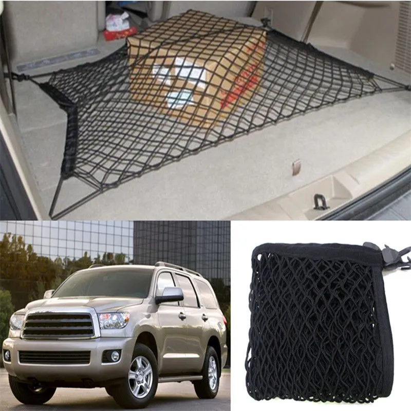 For Toyota Sequoia Car Vehicle Black Rear Trunk Cargo Baggage Organizer Storage Nylon Plain Vertical Seat Net