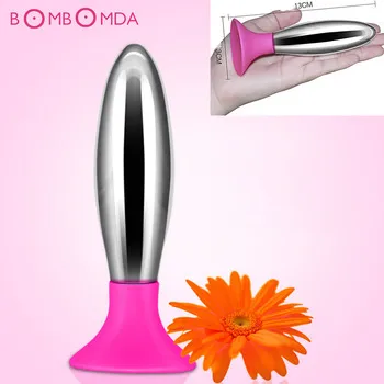 Smooth Metal Anal Plug G-spot Massage Butt Plugs Suction Cup Toy Anal Sex Toys for Women Man Stainless Steel Sex Products O2