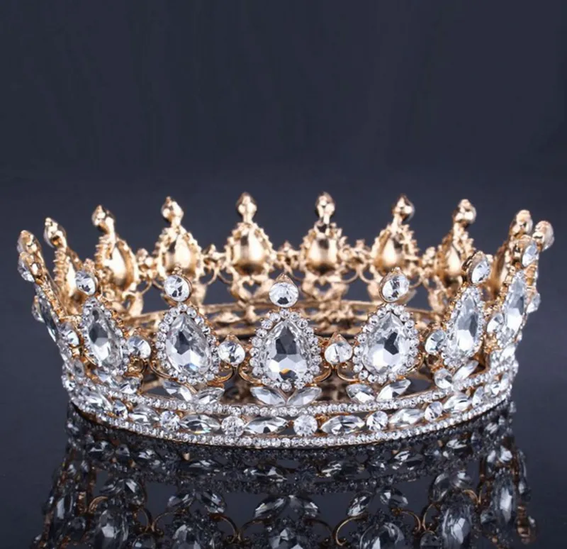Vintage barok koningin koning bruid tiara kroon voor vrouwen hoofdtooi prom bruids bruiloft tiara's en kronen haar sieraden accessoires